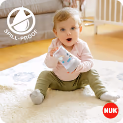 Magic Cup Sippy Cup | 360 Anti-Spill Rim | 8+ Months | Leak-Proof & BPA-Free | 230 ml | Blue Cat