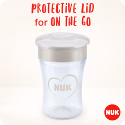 Magic Cup Sippy Cup | 360 Anti-Spill Rim | 8+ Months | Leak-Proof & BPA-Free | 230 ml | Blue Cat