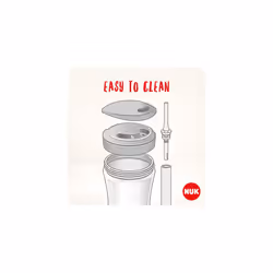 Action Cup Toddler Cup | 12+ Months | Twist Close Soft Drinking Straw | Leak-Proof & Washable | BPA-Free | 230ml | Yellow Cat - Additional view 4