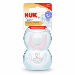 NUK Star Newborn Baby Dummy 0-2 Months Silicone Soothers Pink 2 Pk