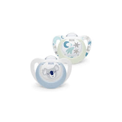 Star Baby Dummy | 0-6 Months | Day & Night Soothers | BPA-Free Silicone | Blue Koala | 2 Count