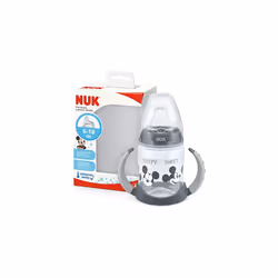 NUK Disney Mickey First Choice+ Learning to Drink Bottle | 6-18 Months | 150ml | Anti-Colic Valve | Leak Proof Spout | Ergono ...