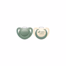 NUK for Nature Baby Dummy | 18-36 Months | Sustainable Silicone Soothers | Made from 100% Natural Raw Materials | Green | 2 C ...