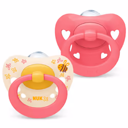 Signature Baby Dummy | 6-18 Months | Soothes 95% of Babies | Heart-Shaped BPA-Free Silicone Soothers | Includes Case | Pink H ...