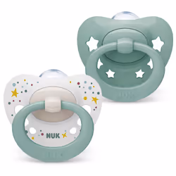Signature Baby Dummy | 0-6 Months | Soothes 95% of Babies | Heart-Shaped BPA-Free Silicone Soothers | Includes Case | Green S ...
