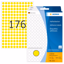 HERMA Multi-purpose labels/colour dots Ø 8 mm round yellow paper matt hand inscription 5632 pcs., Yellow, Circle, Cellulose, ...
