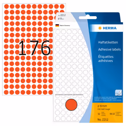 HERMA Multi-purpose labels/colour dots Ø 8 mm round red paper matt hand inscription 5632 pcs., Red, Circle, Cellulose, Paper, ...