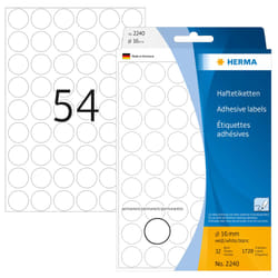 HERMA Multi-purpose labels/colour dots Ø 16 mm round white paper matt hand inscription 1728 pcs.