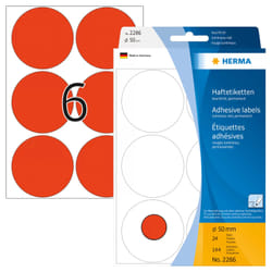HERMA Multi-purpose labels/colour dots Ø 50 mm round luminous red paper matt hand inscription 144 pcs.