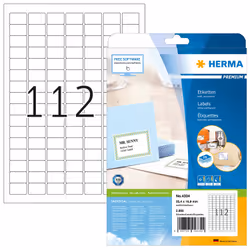 HERMA Labels Premium A4 25.4x16.9 mm white paper matt 2800 pcs., White, Self-adhesive printer label, A4, Paper, Laser/Inkjet, ...