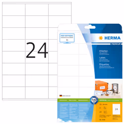 HERMA Labels Premium A4 70x36 mm white paper matt 600 pcs., White, Self-adhesive printer label, A4, Paper, Laser/Inkjet, Perm ...