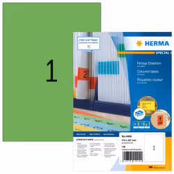 HERMA Coloured Labels A4 210x297 mm green paper matt 100 pcs., Green, Self-adhesive printer label, A4, Paper, Laser/Inkjet, P ...