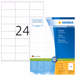 HERMA Labels Premium A4 70x36 mm white paper matt 12000 pcs., White, Self-adhesive printer label, A4, Paper, Laser/Inkjet, Pe ...