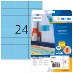 HERMA Coloured Labels A4 70x37 mm blue paper matt 480 pcs., Blue, Self-adhesive printer label, A4, Paper, Laser/Inkjet, Remov ...