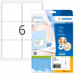 HERMA Address labels Premium A4 99.1x93.1 mm white paper matt 150 pcs., White, Paper, Laser/Inkjet, Matte, Permanent, Rounded ...