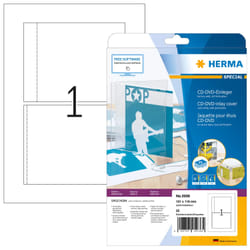 HERMA CD inlay card for jewel cases A4 151x118 mm white cardboard perforated non-adhesive 25 pcs.