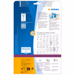 HERMA CD inlay card for jewel cases A4 151x118 mm white cardboard perforated non-adhesive 25 pcs.