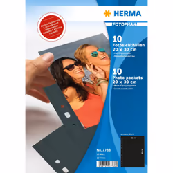 HERMA Fotophan transparent photo pockets 20x30 cm portrait black 10 pcs., Black, Transparent, Portrait, 230 mm, 310 mm, 10 pc ...