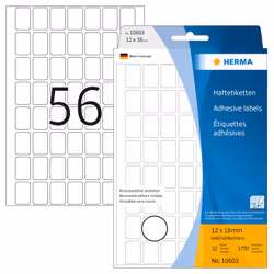 HERMA Multi-purpose labels 12x18 mm white Movables/removable paper matt 1792 pcs., White, Paper, 32 sheets, 12 mm, 18 mm, 179 ...