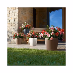 LECHUZA CLASSICO Color Round Poly Resin Self-watering Planter - Sand Brown, D43 H40 cm