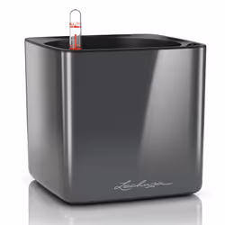LECHUZA CUBE, Pot planter, Freestanding, Polypropylene (PP), Charcoal, Square, Indoor