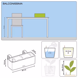 LECHUZA CUBE Color Triple White Hanging Poly Resin Table Self-watering Planter H14 L40 W14 cm - Additional view 6