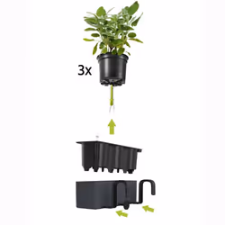 LECHUZA CUBE Color Triple Slate Hanging Poly Resin Table Self-watering Planter H14 L40 W14 cm