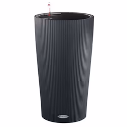 LECHUZA CILINDRO Color Poly Resin Floor Self-watering Planter with Substrate - Slate, D23 H41 cm