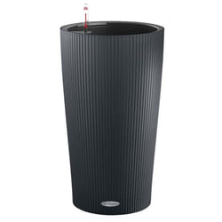 LECHUZA CILINDRO Color Poly Resin Floor Self-watering Planter with Substrate - Slate, D23 H41 cm