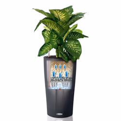 LECHUZA CILINDRO Color Poly Resin Floor Self-watering Planter with Substrate - Sand Brown, D23 H41 cm