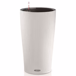 LECHUZA CILINDRO Color 32 White Poly Resin Floor Self-watering Planter with Substrate D32 H56 cm