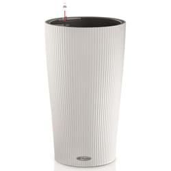 LECHUZA CILINDRO Color 32 White Poly Resin Floor Self-watering Planter with Substrate D32 H56 cm