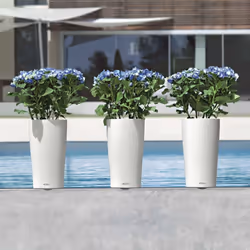 LECHUZA CILINDRO Color 32 White Poly Resin Floor Self-watering Planter with Substrate D32 H56 cm