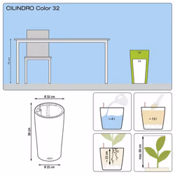 LECHUZA CILINDRO Color 32 White Poly Resin Floor Self-watering Planter with Substrate D32 H56 cm - Additional view 6