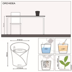 LECHUZA ORCHIDEA White Matt Poly Resin Table Self-watering Planter with Substrate D18 H19,5 cm - Additional view 10
