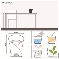 LECHUZA Planter ORCHIDEA ALL-IN-ONE Diameter 18 cm Taupe Standing Planter