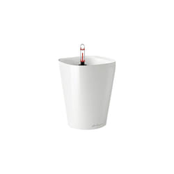 LECHUZA DELTINI Table White High Gloss Poly Resin Table Self-watering Planter with Substrate D14 H18 cm
