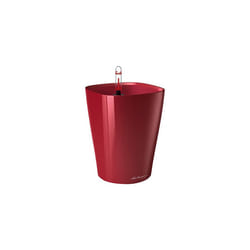 LECHUZA DELTINI Table Scarlet Red High Gloss Poly Resin Table Self-watering Planter with Substrate D14 H18 cm