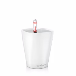 LECHUZA MINI DELTINI Table White High-Gloss Poly Resin Self-watering Planter with Substrate D10 H13 cm