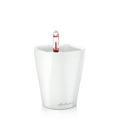 LECHUZA MINI DELTINI Table White High-Gloss Poly Resin Self-watering Planter with Substrate D10 H13 cm