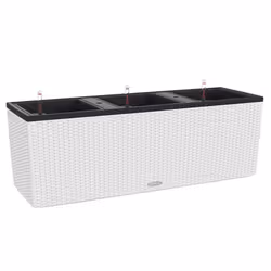 LECHUZA TRIO Cottage Trough Poly Resin Self-watering Planter - White, H34 L100 W32