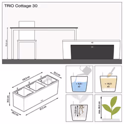 LECHUZA TRIO Cottage 30 Indoor/outdoor Pot planter Freestanding White - Additional view 7