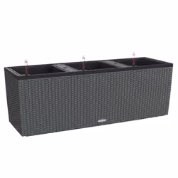 LECHUZA TRIO Cottage Trough Poly Resin Self-watering Planter - Granite, H34 L100 W32