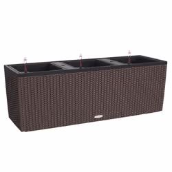 LECHUZA TRIO Cottage Trough Poly Resin Self-watering Planter - Mocha, H34 L100 W32