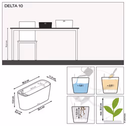 LECHUZA Planter DELTA 10 ALL-IN-ONE Metallic Charcoal Indoor Flower Planter - Additional view 4