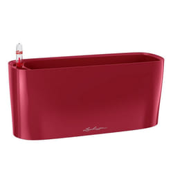 LECHUZA DELTA Poly Resin Table Self-watering Planter with Substrate - Scarlet Red High Gloss, H18 L40 W15 cm