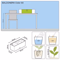 LECHUZA BALCONERA Color 80 Slate Poly Resin Window Box Self-watering Planter with Substrate H19 L80 W19 cm - Additional view 7