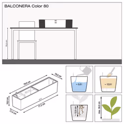 LECHUZA BALCONERA Color Poly Resin Window Box Self-watering Planter with Substrate - Sand Brown, H19 L80 W19 cm - Additional view 6