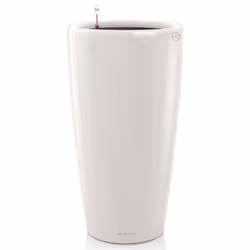 LECHUZA RONDO 32 White High-gloss Poly Resin Floor Self-watering Planter with Substrate D32 H56 cm