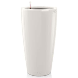 LECHUZA RONDO 32 White High-gloss Poly Resin Floor Self-watering Planter with Substrate D32 H56 cm